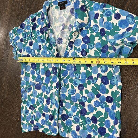J Crew Pajama Short Set Women’s Medium Blueberry Floral Button Up Novelty - Picture 8 of 10